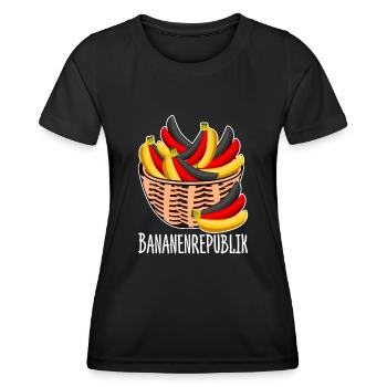 Bananenrepublik Bananenkorb - Frauen Funktions-T-Shirt - Schwarz - Vorne - AI Model Female 172 light (172cm)
