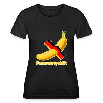 Bananenrepublik deutsche Flagge - Frauen Funktions-T-Shirt - Schwarz - Vorne - AI Model Female 172 light (172cm)