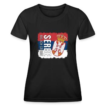 serbische Flagge Serbien Spruch Serbe - Frauen Funktions-T-Shirt - Schwarz - Vorne - AI Model Female 172 light (172cm)