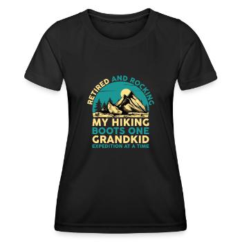 Hiking Retired Grandma Pensioner Pension Hiker Tre - Women's Functional T-Shirt - black - Front - AI Model Female 172 light (172cm)