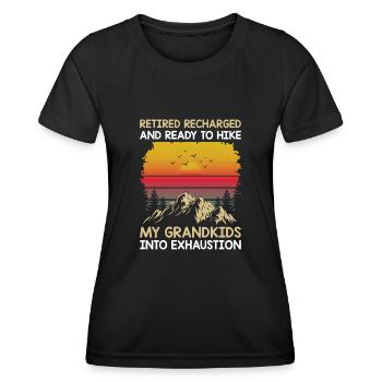 Hiking Retired Grandma Pensioner Pension Hiker Tre - Women's Functional T-Shirt - black - Front - AI Model Female 172 light (172cm)