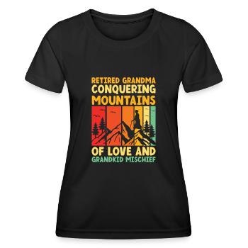 Hiking Retired Grandma Pensioner Pension Hiker Tre - Women's Functional T-Shirt - black - Front - AI Model Female 172 light (172cm)