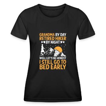 Hiking Retired Grandma Pensioner Pension Hiker Tre - Women's Functional T-Shirt - black - Front - AI Model Female 172 light (172cm)