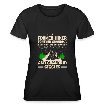 Hiking Retired Grandma Pensioner Pension Hiker Tre - Women's Functional T-Shirt - black - Front - AI Model Female 172 light (172cm)