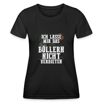 Ich lasse mir das Böllern nicht verbieten - Frauen Funktions-T-Shirt - Schwarz - Vorne - AI Model Female 172 light (172cm)