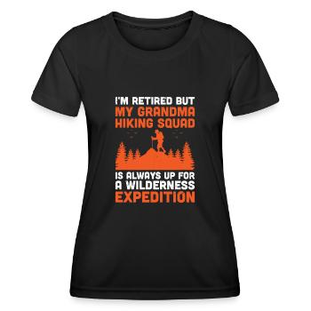 Hiking Retired Grandma Pensioner Pension Hiker Tre - Women's Functional T-Shirt - black - Front - AI Model Female 172 light (172cm)