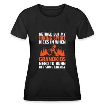 Randonnée Grand-mère retraitée Retraitée Pension Hiker Tre - T-shirt sport Femme - noir - Devant - AI Model Female 172 light (172cm)