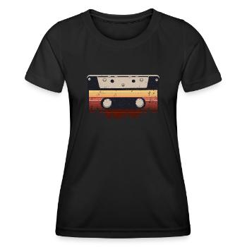 80's Cassette Tape 1990s Pencil Winding Cassette - Women's Functional T-Shirt - black - Front - AI Model Female 172 light (172cm)
