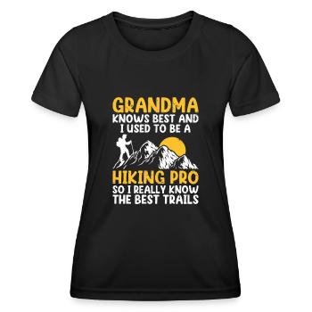 Hiking Retired Grandma Pensioner Pension Hiker Tre - Women's Functional T-Shirt - black - Front - AI Model Female 172 light (172cm)