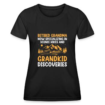 Randonnée Grand-mère retraitée Retraitée Pension Hiker Tre - T-shirt sport Femme - noir - Devant - AI Model Female 172 light (172cm)