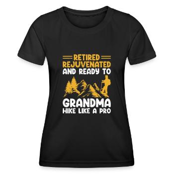 Randonnée Grand-mère retraitée Retraitée Pension Hiker Tre - T-shirt sport Femme - noir - Devant - AI Model Female 172 light (172cm)