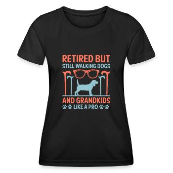 Hundeliebhaber Rentner Oma Rentner Hundebesitzer Hund - Frauen Funktions-T-Shirt - Schwarz - Vorne - AI Model Female 172 light (172cm)