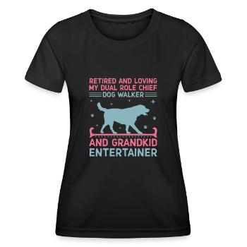 Hundeliebhaber Rentner Oma Rentner Hundebesitzer Hund - Frauen Funktions-T-Shirt - Schwarz - Vorne - AI Model Female 172 light (172cm)