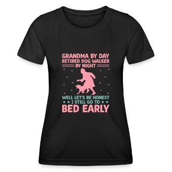 Hundeliebhaber Rentner Oma Rentner Hundebesitzer Hund - Frauen Funktions-T-Shirt - Schwarz - Vorne - AI Model Female 172 light (172cm)