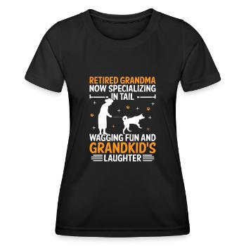 Hundeliebhaber Rentner Oma Rentner Hundebesitzer Hund - Frauen Funktions-T-Shirt - Schwarz - Vorne - AI Model Female 172 light (172cm)
