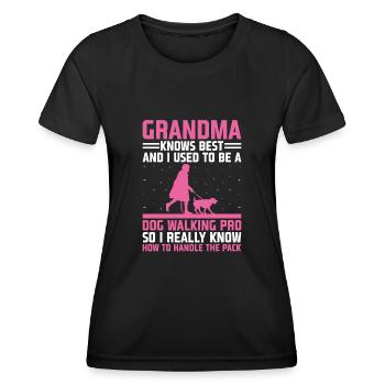 Hundeliebhaber Rentner Oma Rentner Hundebesitzer Hund - Frauen Funktions-T-Shirt - Schwarz - Vorne - AI Model Female 172 light (172cm)