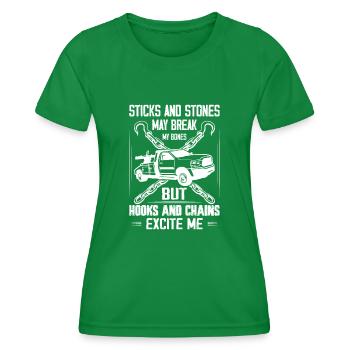 Hooks And Chains Excite Me Trucking Tow Truck Driv - Women's Functional T-Shirt - kelly green - Front - AI Model Female 172 dark (172cm)