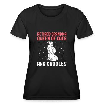 Amoureux des chats Grand-mère retraitée Retraité Propriétaire de chat Chat - T-shirt sport Femme - noir - Devant - AI Model Female 172 light (172cm)