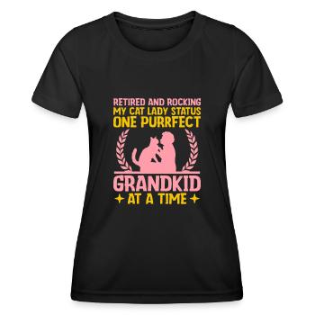 Amoureux des chats Grand-mère retraitée Retraité Propriétaire de chat Chat - T-shirt sport Femme - noir - Devant - AI Model Female 172 light (172cm)
