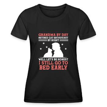 Amoureux des chats Grand-mère retraitée Retraité Propriétaire de chat Chat - T-shirt sport Femme - noir - Devant - AI Model Female 172 light (172cm)
