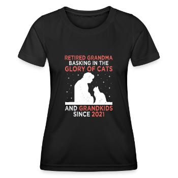 Amoureux des chats Grand-mère retraitée Retraité Propriétaire de chat Chat - T-shirt sport Femme - noir - Devant - AI Model Female 172 light (172cm)