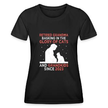 Amoureux des chats Grand-mère retraitée Retraité Propriétaire de chat Chat - T-shirt sport Femme - noir - Devant - AI Model Female 172 light (172cm)