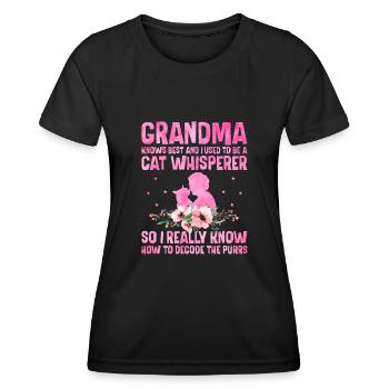 Amoureux des chats Grand-mère retraitée Retraité Propriétaire de chat Chat - T-shirt sport Femme - noir - Devant - AI Model Female 172 light (172cm)