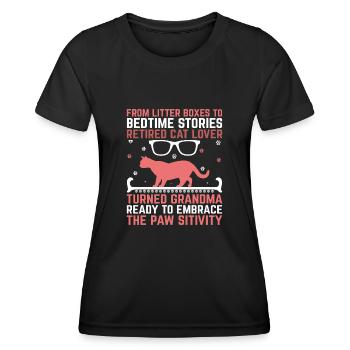 Amoureux des chats Grand-mère retraitée Retraité Propriétaire de chat Chat - T-shirt sport Femme - noir - Devant - AI Model Female 172 light (172cm)