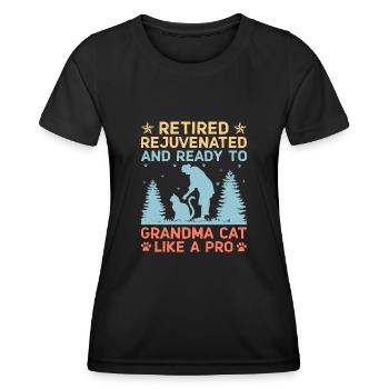 Amoureux des chats Grand-mère retraitée Retraité Propriétaire de chat Chat - T-shirt sport Femme - noir - Devant - AI Model Female 172 light (172cm)