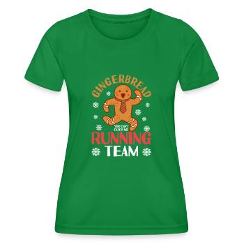 Gingerbread Running Team You Can't Catch Me Christmas - Women's Functional T-Shirt - kelly green - Front - AI Model Female 172 dark (172cm)