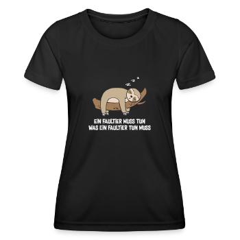 Ein Faultier Muss Tun Was Ein Faultier Tun Muss - Frauen Funktions-T-Shirt - Schwarz - Vorne - AI Model Female 172 light (172cm)