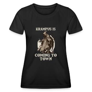 Krampus T-Shirt Der düstere Weihnachtsbrauch - Frauen Funktions-T-Shirt - Schwarz - Vorne - AI Model Female 172 light (172cm)