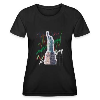 NY Stock Exchange Bull - Frauen Funktions-T-Shirt - Schwarz - Vorne - AI Model Female 172 light (172cm)