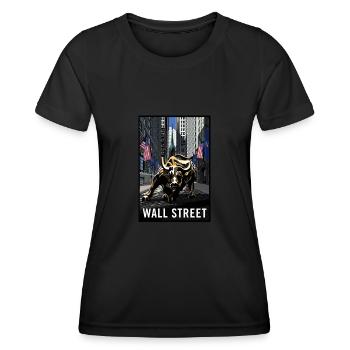 NY Stock Exchange Bull - Frauen Funktions-T-Shirt - Schwarz - Vorne - AI Model Female 172 light (172cm)