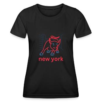 NY Stock Exchange Bull - Women's Functional T-Shirt - black - Front - AI Model Female 172 light (172cm)