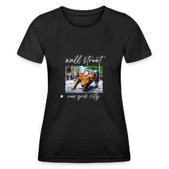 NY Stock Exchange Bull - Frauen Funktions-T-Shirt - Schwarz - Vorne - AI Model Female 172 light (172cm)