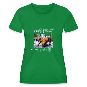 NY Stock Exchange Bull - Women's Functional T-Shirt - kelly green - Front - AI Model Female 172 dark (172cm)