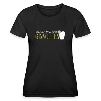 Gin - Endlich mal was Ginvolles. - Frauen Funktions-T-Shirt - Schwarz - Vorne - AI Model Female 172 light (172cm)