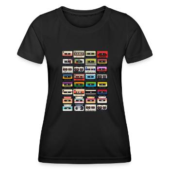 80's Cassette Tape 1990s Pencil Winding Cassette - Women's Functional T-Shirt - black - Front - AI Model Female 172 light (172cm)