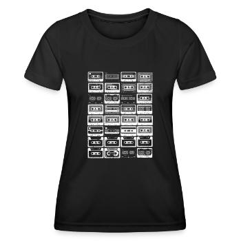 80's Cassette Tape 1990s Pencil Winding Cassette - Women's Functional T-Shirt - black - Front - AI Model Female 172 light (172cm)