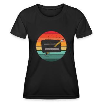 80's Cassette Tape 1990s Pencil Winding Cassette - Women's Functional T-Shirt - black - Front - AI Model Female 172 light (172cm)