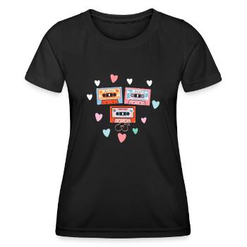 80's Cassette Tape 1990s Pencil Winding Cassette - Women's Functional T-Shirt - black - Front - AI Model Female 172 light (172cm)