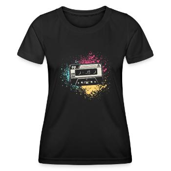80's Cassette Tape 1990s Pencil Winding Cassette - Women's Functional T-Shirt - black - Front - AI Model Female 172 light (172cm)