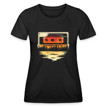 80's Cassette Tape 1990s Pencil Winding Cassette - Women's Functional T-Shirt - black - Front - AI Model Female 172 light (172cm)