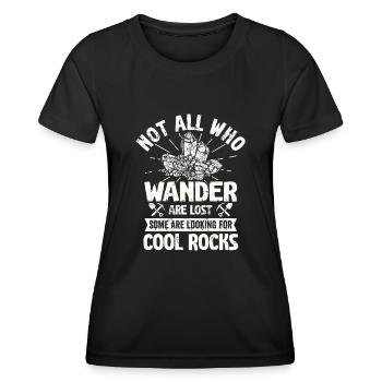 Wandern Sie auf der Suche nach coolen Felsen - Frauen Funktions-T-Shirt - Schwarz - Vorne - AI Model Female 172 light (172cm)
