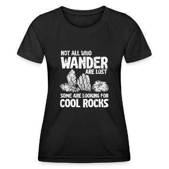 Wandern Sie auf der Suche nach coolen Felsen - Frauen Funktions-T-Shirt - Schwarz - Vorne - AI Model Female 172 light (172cm)
