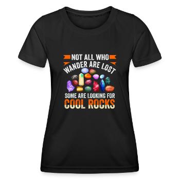 Wandern Sie auf der Suche nach coolen Felsen - Frauen Funktions-T-Shirt - Schwarz - Vorne - AI Model Female 172 light (172cm)
