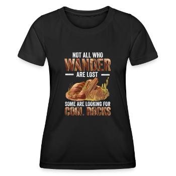 Wandern Sie auf der Suche nach coolen Felsen - Frauen Funktions-T-Shirt - Schwarz - Vorne - AI Model Female 172 light (172cm)