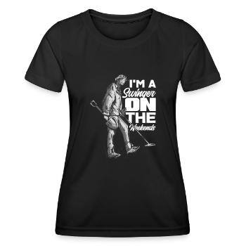 Détecteur de métaux à sondage amusant - T-shirt sport Femme - noir - Devant - AI Model Female 172 light (172cm)