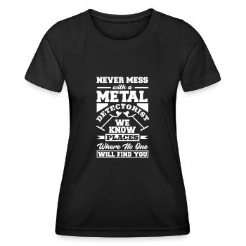 Détecteur de métaux à sondage amusant - T-shirt sport Femme - noir - Devant - AI Model Female 172 light (172cm)